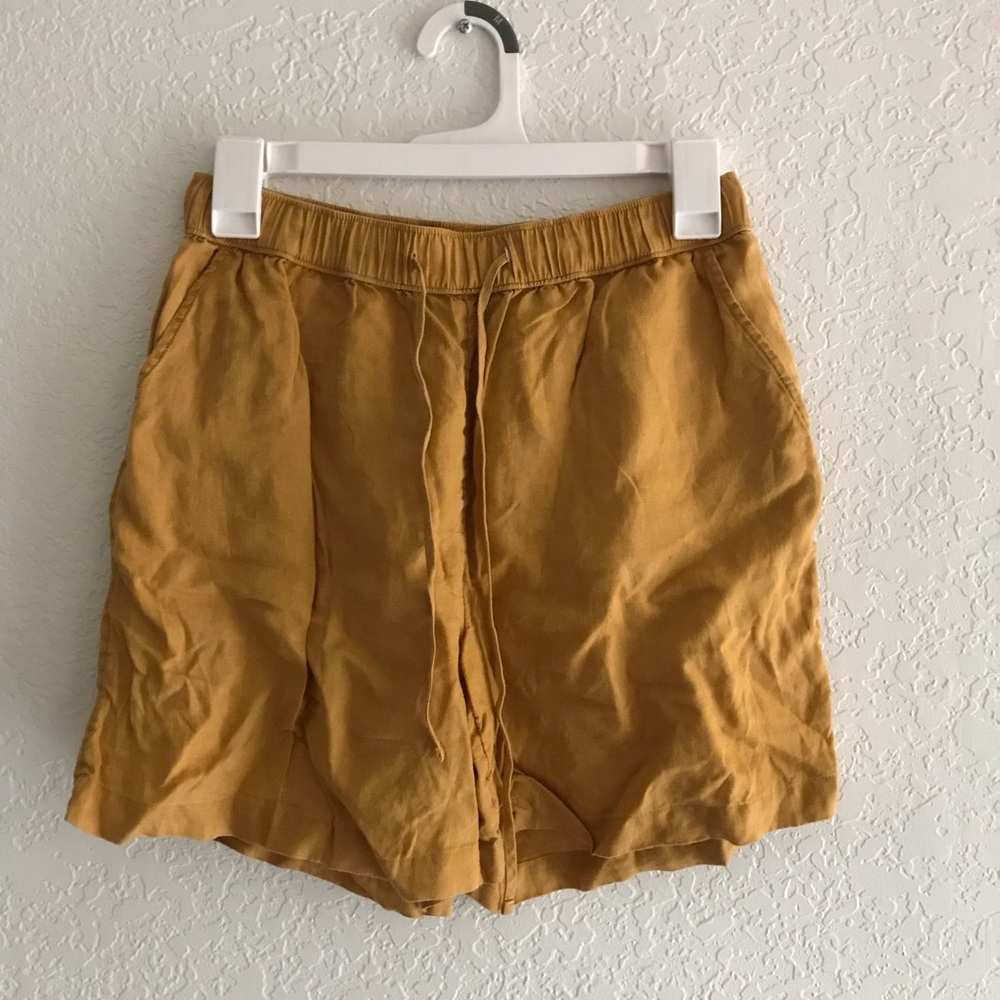 Rachel Zoe Mustard Yellow Shorts 100% Linen